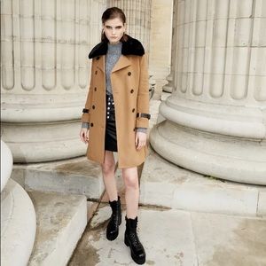 The Kooples Wool Trench Coat in Camel Jacket size 34 small